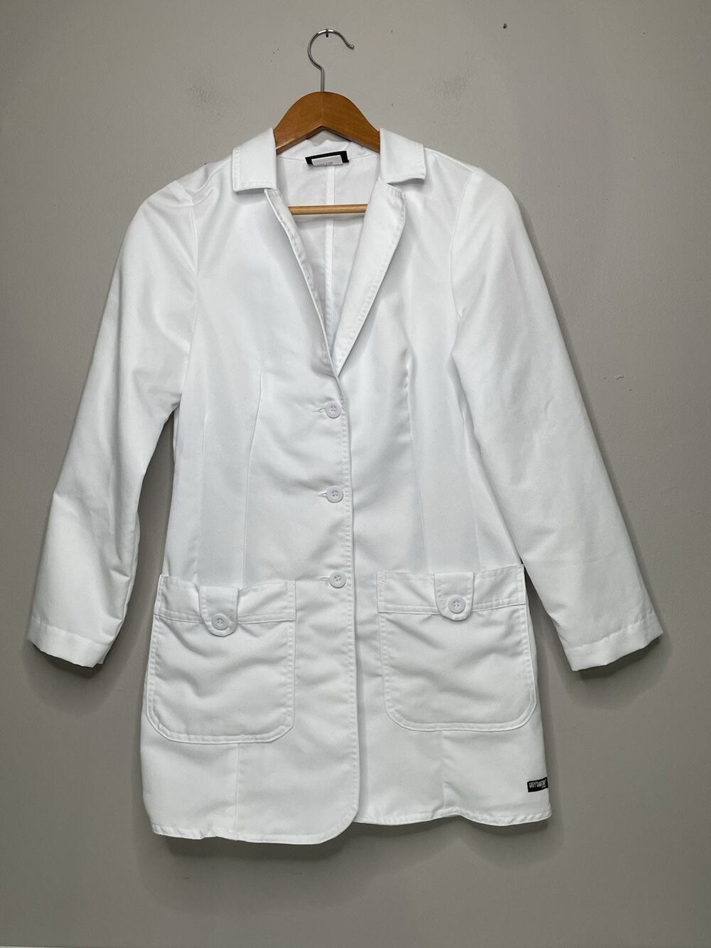 Grey's Anatomy by Barco White Lab Coat Jacket Women's Small 3/4 Sleeve Scrub
